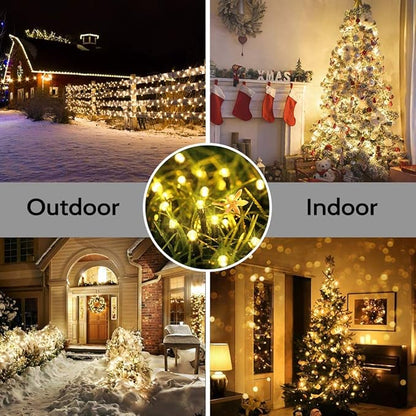 Toodour Battery Christmas Lights, 68.9ft 200 LED Christmas String Lights with 8 Twinkle Modes, Timer, Waterproof Battery Operated String Light for Home, Party, Holiday, Xmas Decor - Warm White
