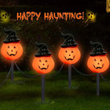 Halloween Pumpkin Pathway String Lights 4 Jack-o-Lantern Stakes Lights with C7 Bulbs, 7Ft Extendable Wizard Hat | Lumora