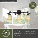 VAXCEL Sierra 3-Light 24 inch Wide Black Walnut Rustic Bathroom Vanity Lighting Fixture, Creme Cognac Glass Shade | Lumora