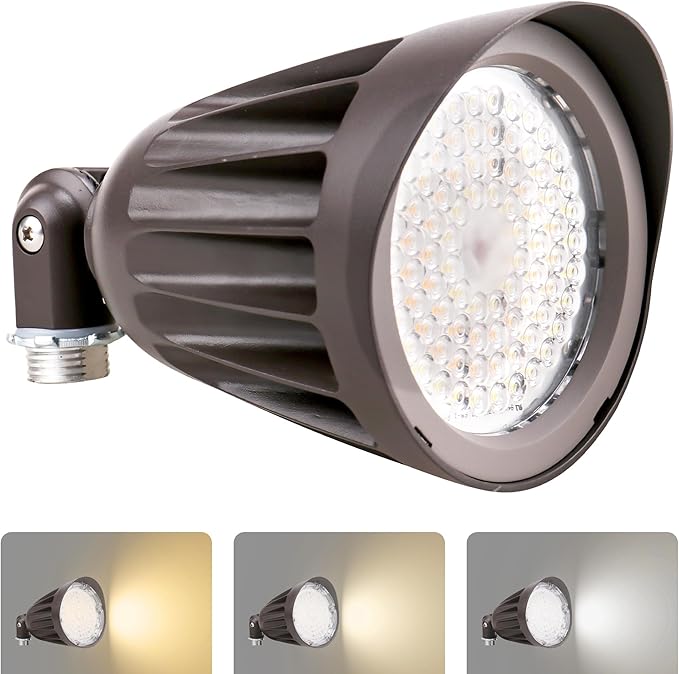 25W LED Bullet Spotlight Flood Light, 3CCT Selectable 3000K/4000K/5000K, 3500LM Commercial Outdoor Landscape Light | Lumora
