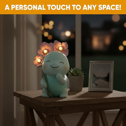 GLO-X Solar Turtle Garden Statue – Turtle Statue with Light-Up Flowers, Solar Powered Garden Decor Figurine for Outdoor Gardens, Lawn & Patio, Garden Gift for Mom & Grandma