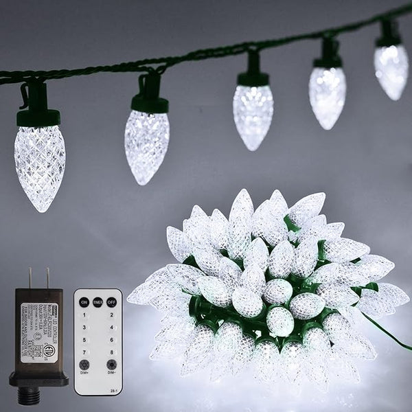 ZAIYW C9 Christmas String Lights 66ft 100 LED Strawberry Lights UL Plug C9 String Lights Green Wire Waterproof for | Lumora