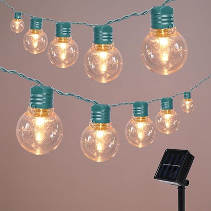 Afirst Solar Outdoor String Lights 15FT with 25 LED Bulbs Waterproof Patio Lights for Garden Backyard Porch Balcony (Green)