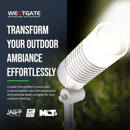 Outdoor Landscape Spotlights – 3000K/4000K/5000K Color Changing Options in Aluminum Housing – 120 Voltage Integrated LED Outdoor Spot Light for Yard, Lawn, Garden Walkways and Pathways (8W, White)