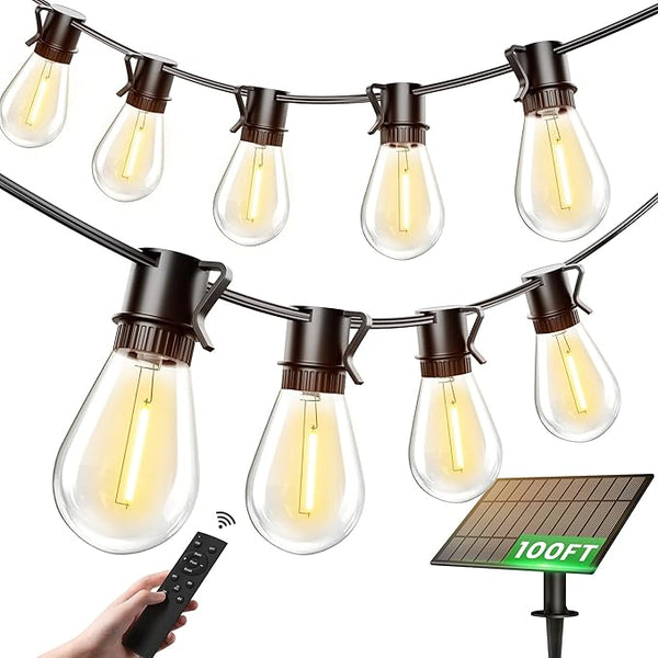 Torkase 100FT LED Outdoor String Lights with 25+2 S14 Shatterproof Bulbs, Commercial Grade Waterproof Patio Lights | Lumora