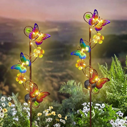 Solar Garden Lights Butterfly Garden Decor Outdoor Waterproof Metal Butterfly Decorative Solar Stake Lights for Yard,Lawn,Patio,Walkway,2 Pack Butterfly Gifts for for Women Mom Grandma Gardening
