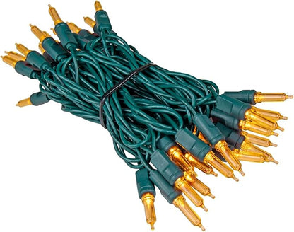 Novelty Lights Vintage Style T5 Amber LED Christmas Lights, 11.5 Feet Green Wire String of 35 Mini Bulbs, UL Listed Indoor/Outdoor Tree Lighting