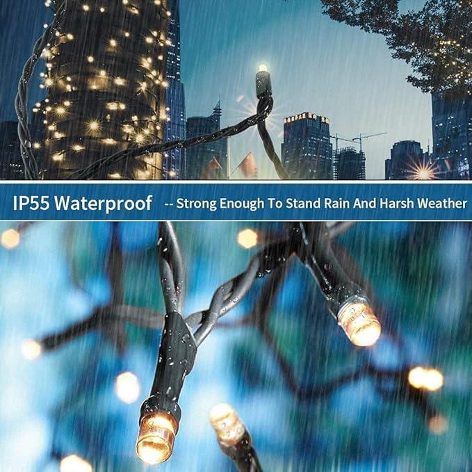 105FT 300LEDs Christmas Lights Outdoor Indoor 8 Modes for Christmas Tree Party Decoration, 100% UL Listed (Warm | Lumora