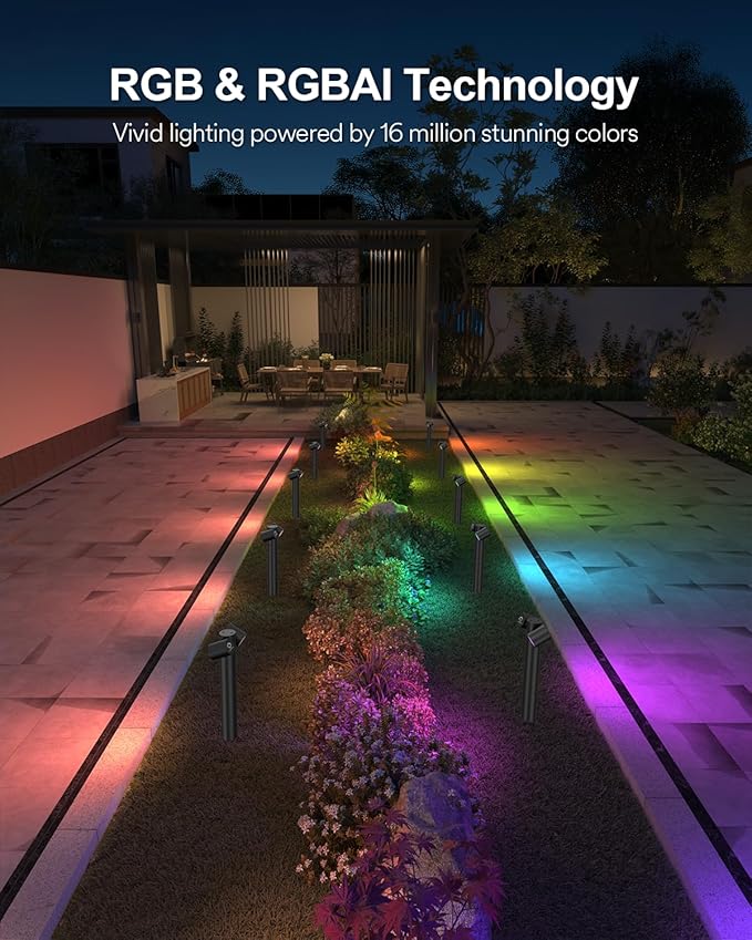 Lumary Smart Pathway Lights Pro 700LM, RGBAICW Color Changing Landscape Lights with 8 Adjustable 355° Spot Lights | Lumora