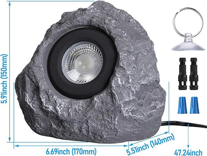 LEONLITE 5CCT LED Rock Lights Outdoor, 5W Low Voltage Landscape Spot Light for Garden, Yard, Decorative Stone Light, 12-24V AC/DC, CRI90, 200lm, IP65 Waterproof, Triangle, Dark Gray, Pack of 2
