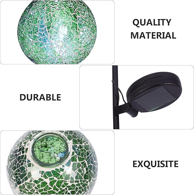 Solar Garden Light LED Yard Light Waterproof Glass Ball-Shaped Ground Insert Outdoor Landscape Lighting for Patio Lawn Path