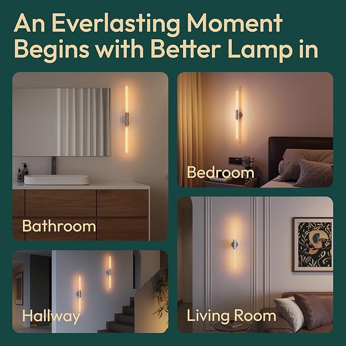 ALAMPEVER Wall Sconce with T10 Bulbs, Modern Bathroom Wall Sconces, Clean Lines Design, Dimmable Wall Light for Bedroom, Living Room, Hallway, Entryway, Café, and Bar