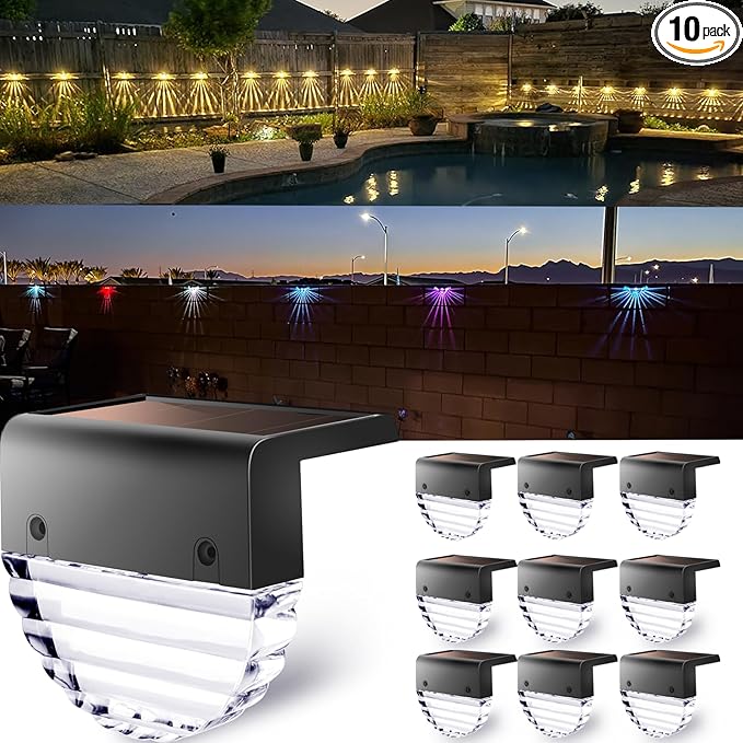 TIJNN Solar Lights outdoor-10 Pack Solar Deck Lights, Waterproof Backyard Lights，for Outdoor Stairs, Step, Fence | Lumora