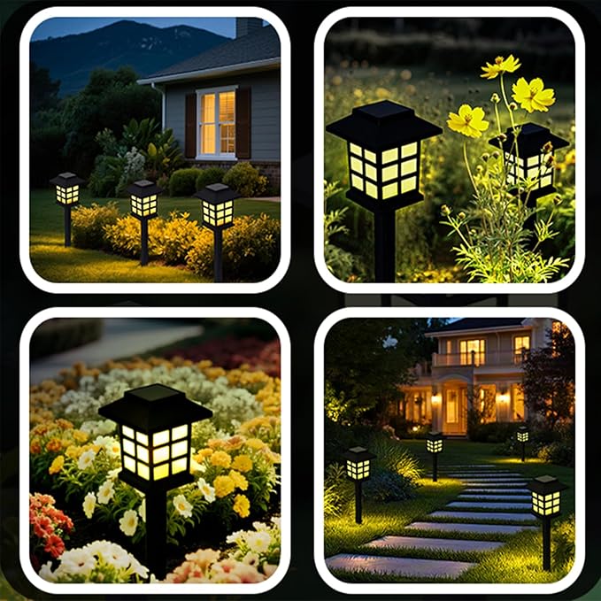 Anern Solar Pathway Lights Outdoor, 4 Pack Waterproof LED Walkway Landscape Light - Provides 6-12 Hours Illumination for Garden, Yard, Patio, Driveway & Landscape Lighting (Warm White)