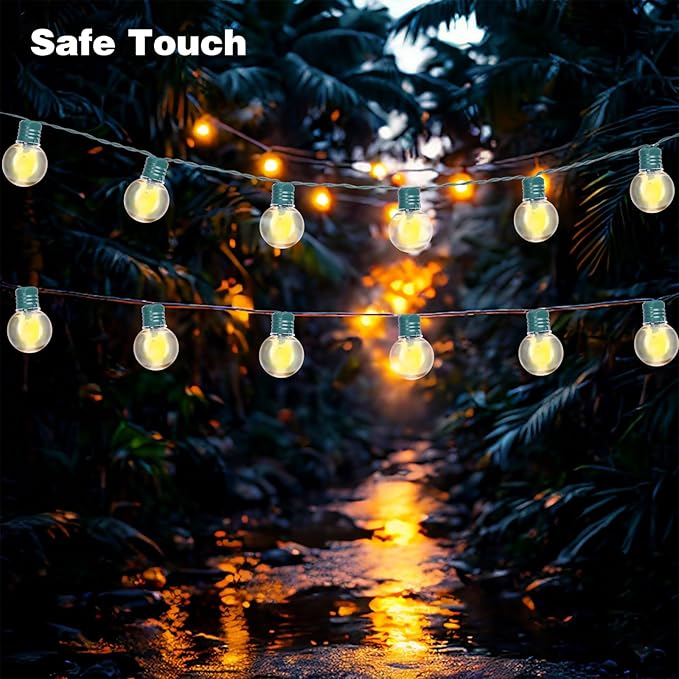 Afirst Solar Outdoor String Lights 15FT with 25 LED Bulbs Waterproof Patio Lights for Garden Backyard Porch Balcony (Green)