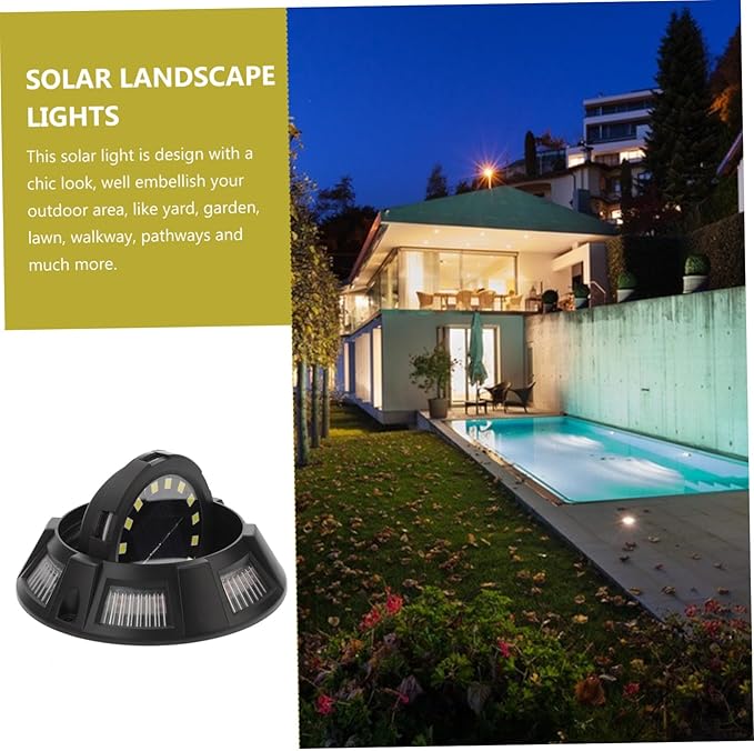 4Pcs Solar Ground Lights Outdoor Landscape Pathway Lights with Side Glow Rotatable Design for Lawn Patio Walkway Garden Decor