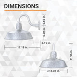 14in. Galvanized Finish Outdoor Gooseneck Barn Light Fixture with 10in. Long Extension Arm - Wall Sconce Farmhouse | Lumora