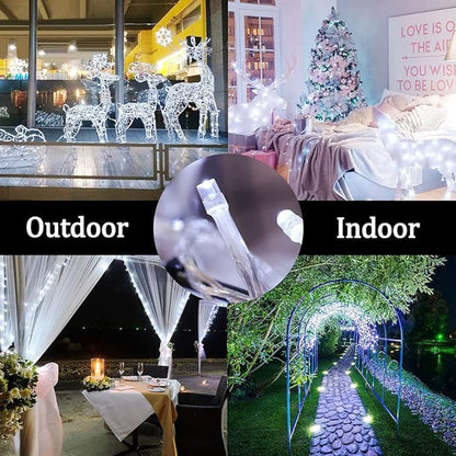 String Lights Fairy Lights 66 Feet 200 LED with Multi Flashing Modes Controller, Waterproof LED Lights Decorations for Bedroom, Wedding, Party, Garden, Patio, Indoor Outdoor Occastions (White)