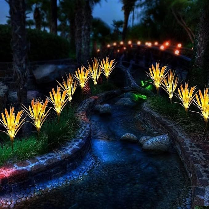 Outdoor Solar Lights Garden Lights Wheat Flowers Solar Powered Waterproof Outdoor Lights for Garden Patio Yard Pathway Decoration,2 Pack