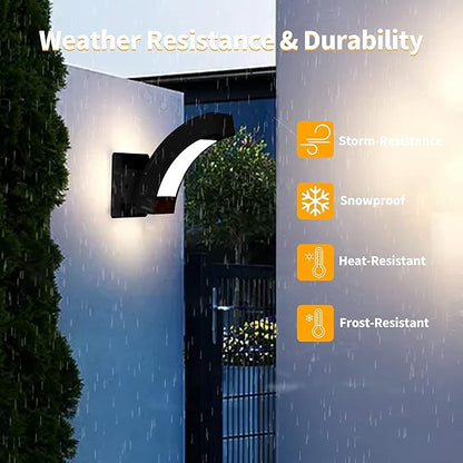 Wall Light Outdoor LED Wall Mount Lamp Modern Wall Sconce Lighting Meniscus Lantern Fixture Black Aluminum Lights for Porch Front Door Garden Yard Patio IP54 Waterproof 7.5W 600Lm 3000K