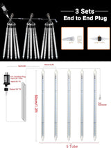 Flacchi Meteor Shower Icicle Lights - 5 Tubes 20" Each 270 LED Cascading Raindrop Lights, Timer Outdoor Waterproof | Lumora