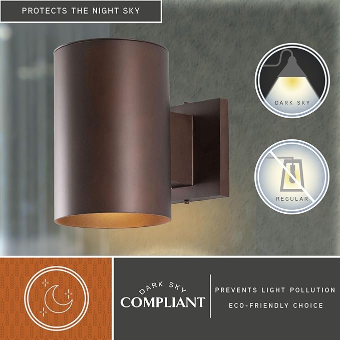 VAXCEL Chiasso Modern Outdoor Porch Light, 5" W x 7.25" H Bronze Cylinder Wall Sconce, Waterproof Dark Sky Wall | Lumora