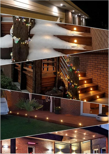 FVTLED Low Voltage Deck Lights Kit, 10 Pack of Φ1.77 Recessed LED Deck Lighting, Waterproof Outdoor Stair Lights In Ground Light for Garden,Yard,Patio,Step(Warm White)