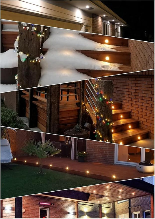 FVTLED Low Voltage Deck Lights Kit, 10 Pack of Φ1.77 Recessed LED Deck Lighting, Waterproof Outdoor Stair Lights In Ground Light for Garden,Yard,Patio,Step(Warm White)