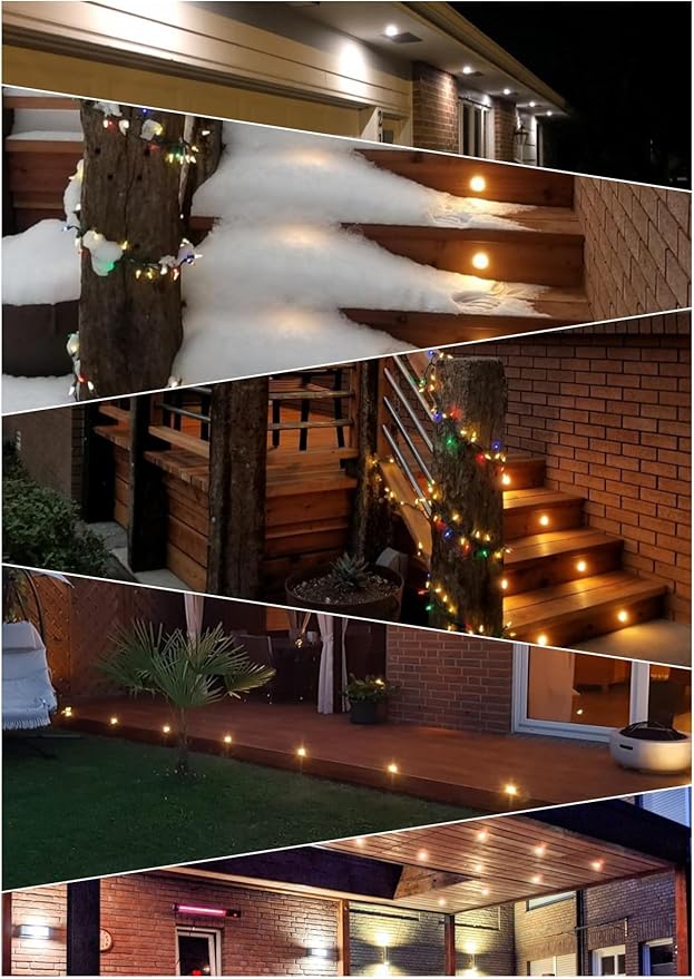 FVTLED Low Voltage LED Deck Lighting Kit Stainless Steel Waterproof Outdoor Landscape Garden Yard Patio Step Decoration Lamps LED In-ground Lights, Pack of 20(Warm White)