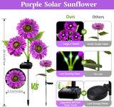 ANGMLN Solar Lights Outdoor Garden Decor, 5 Pack with 15 Purple Sunflower Lights, Solar Flowers Waterproof | Lumora