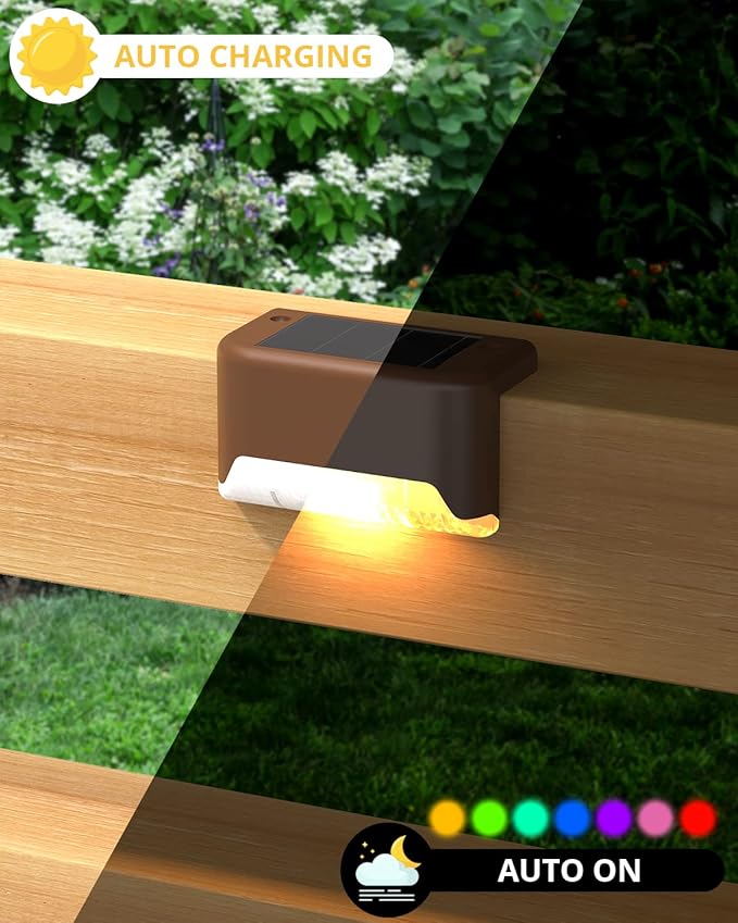 8 Pack Solar Deck Lights,Stair Waterproof Color Changing Solar Lights Pool Side Outdoor for | Lumora
