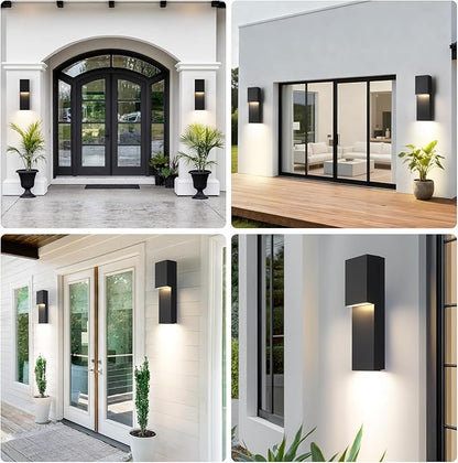 Fire Wolf Modern 16" 18W LED Outdoor Wall Sconce,Dual-Source Front Porch Light,Aluminum Modern Wall Light,3000K,Damp Environments Such as Porches,Terraces,Gardens,Indoor/Outdoor Applications