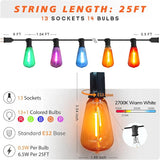 Achin Outdoor String Lights Multicolor - 25FT Colored Patio Lights Waterproof with 13+1 ST38 LED Colorful Bulbs | Lumora