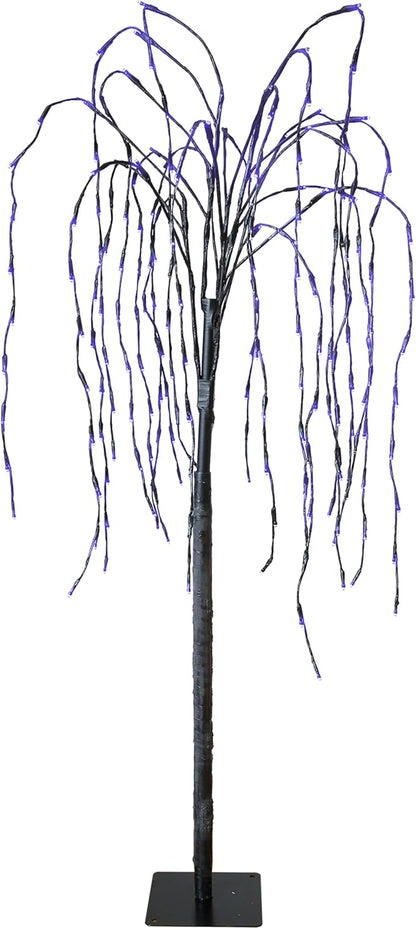 FUCHSUN 4.6 FT 200 LED Solar Lighted Willow Tree Outdoor, Light Up Weeping Willow Tree Garden Pathway Lights, Outside Decor Home Patio Yard Party Wedding Christmas Decorations (Purple)