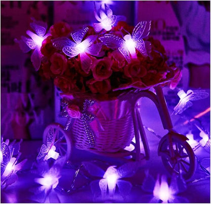 Butterfly String Lights,AMZSTAR Waterproof 20FT 30LED Butterfly Solar Light Outdoor Solar Rope Lights Fairy Light Decorative Garden Lights for Cafe Patio Party Garden Wedding (Purple)