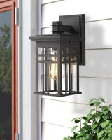 zeyu 2 Pack Outdoor Wall Sconce, Exterior Wall Mount Light in Black Finish with Clear Glass Shade, 20068B1-2PK | Lumora