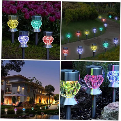 DOITOOL 1set Solar Lawn Lights Led Outdoor Garden Light for Pathway Decor for Courtyards and Patios
