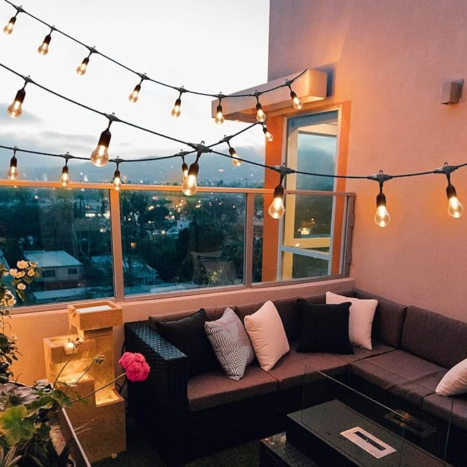 144FT Outdoor String Lights with 45 RGB Color Changing E26 Bulbs - Dimmable Shatterproof Edison Patio Lights for | Lumora