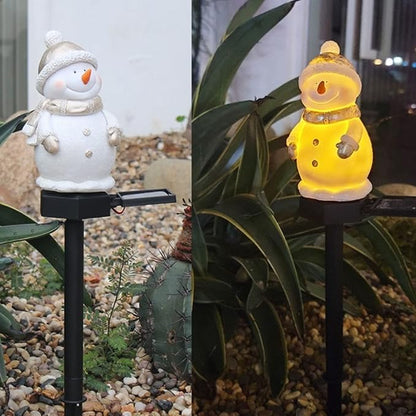 FLEXMAN Outdoor Christmas Decorations, Christmas Outdoor Solar Pathway Lights, Snowman Light Stakes for Decorate Roads, Terraces, Gardens, Corridors