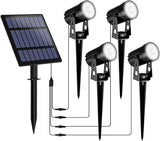 T-SUNUS Christmas Solar Garden Spotlight White Outdoor, 4-in-1 Spot Lights 6000K IP65 Waterproof 9.8ft Cable 5W | Lumora