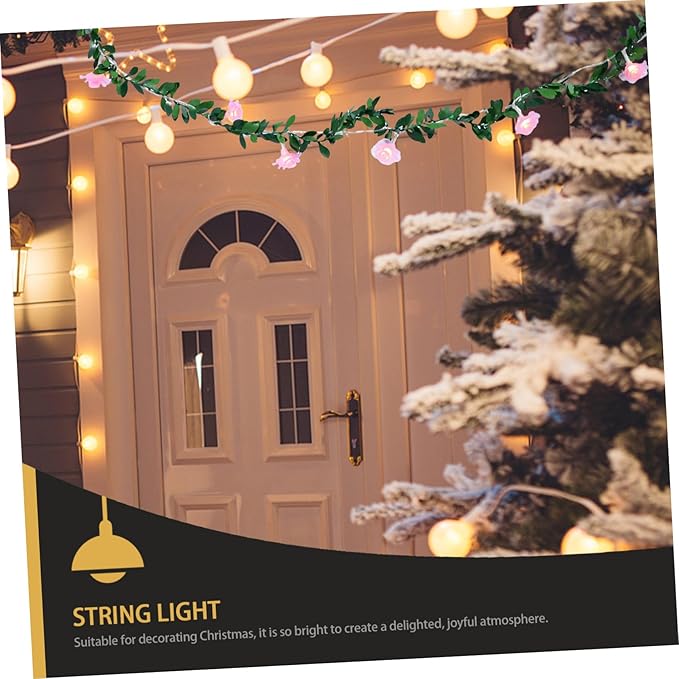 DOITOOL 2pcs Decorative Garland String Light Xmas Decor Led Flowers Battery Operated for Outdoor and Indoor Festivities for Gardens and Patios