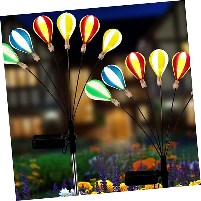 BESPORTBLE 2pcs Solar Garden Light Hot Air Balloon Decorative Lights Outdoor Patio Decorative Garden