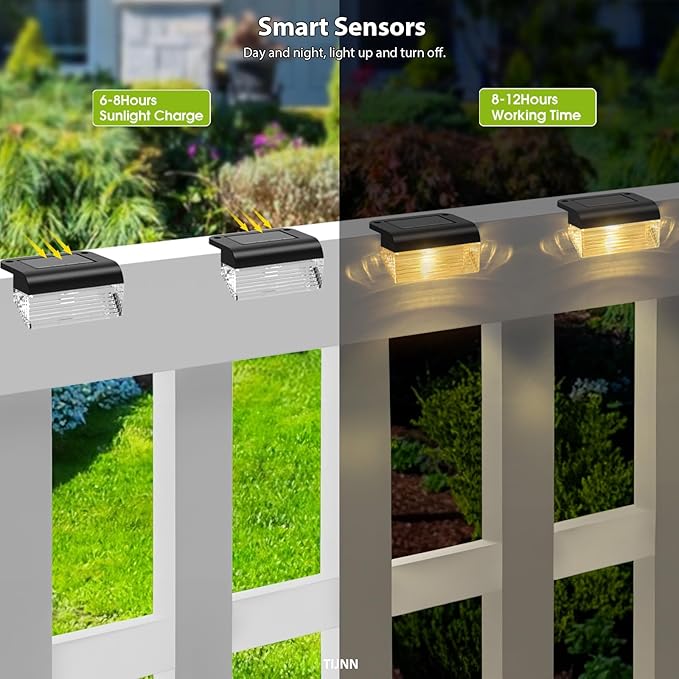 TIJNN Solar Deck Lights, Outdoor Lighting Solar Fence Light Waterproof Backyard Essentials Patio Decor,for Outdoor | Lumora