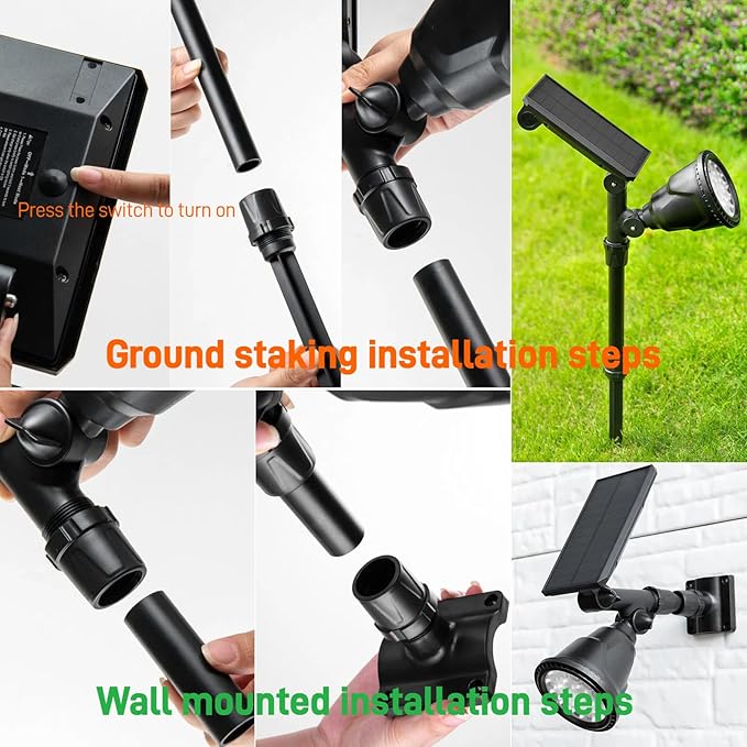 Solar Spotlights Outdoor 18 LED 300 Lumens Waterproof Adjustable Wall Light for Patio Garden Driveway (1 Pack) | Lumora