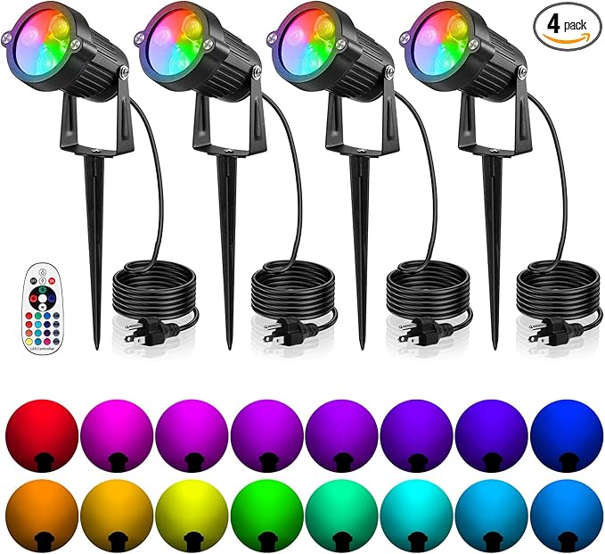OurLeeme Lawn Flood Light Stake, 2-in-1 Waterproof Outdoor Remote controlle Landscape Lighting Spotlight Wall Light | Lumora