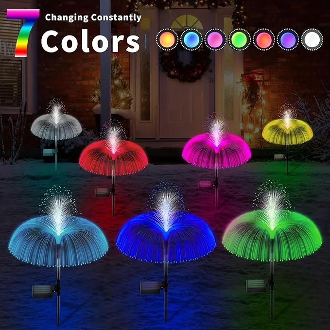 AcaJoe Solar Lights Outdoor 3 Pack 7 Colors Changing Jellyfish Solar Garden Lights Outside Waterproof for Yard Pathway Lawn Festival Wedding Party Decoration