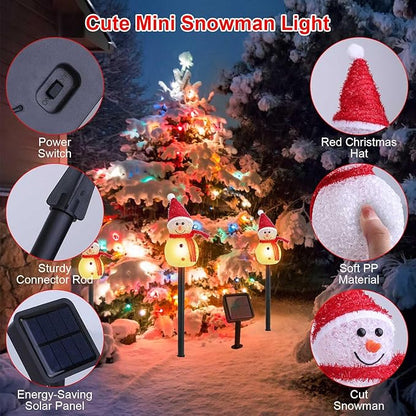 Set of 3 Snowman Solar Christmas Decorations, Solar Garden Stake Lights, IP55 Waterproof Solar Walkway Lights for Your Garden, Landscape, Path, Yard, Patio, Driveway, Pathway (Warm White)
