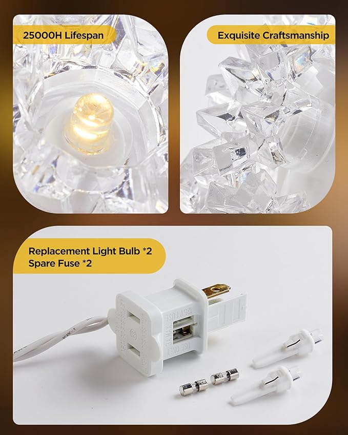 Brightown Outdoor Christmas Decorations-Starlight Sphere, Replaceable Bulbs with Add-On Plug,Lighted Sphere Balls for Trees Party Wedding Patio Indoor Decorations 5.5in-3pc 50 LED(Warm White)