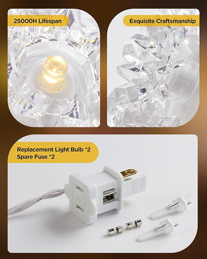 Brightown Outdoor Christmas Decorations-Starlight Sphere, Replaceable Bulbs with Add-On Plug,Lighted Sphere Balls for Trees Party Wedding Patio Indoor Decorations 5.5in-3pc 50 LED(Warm White)