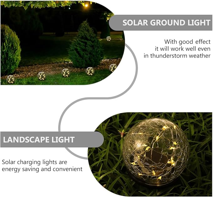 Crackle Globe Light 15cm LED Warm Yellow Outdoor In-ground Garden Pathway Lamp Waterproof for Lawn Patio | Lumora